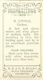 1933 Wills's Victorian Footballers (Small) #137 Eric Little Back